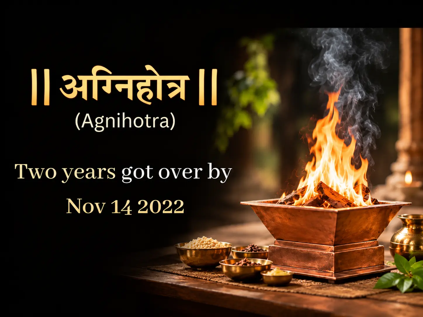Agnihotra video thumbnail showing the traditional fire ritual
