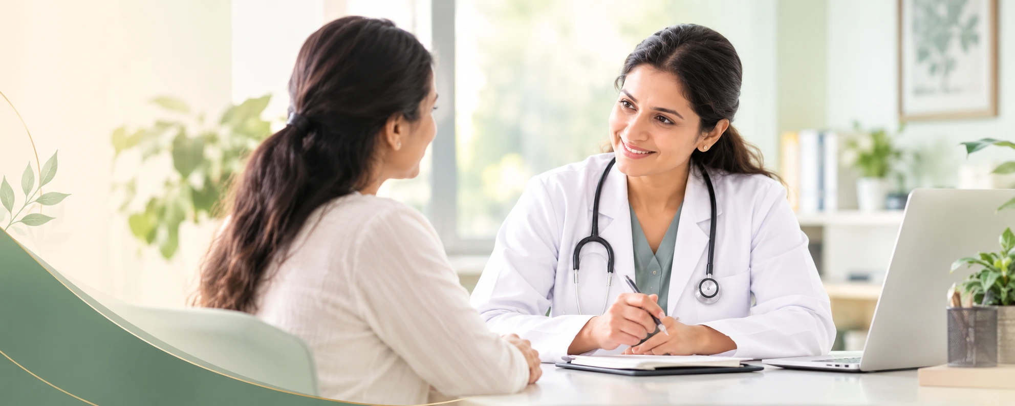 A smiling doctor in consultation with a patient A smiling doctor in consultation with a patient